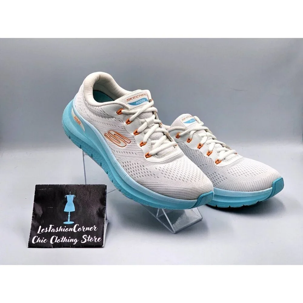 Skechers Men's White & Aqua Arch Fit 2 Athletic Running Sneakers Size 8.5 2904 - Picture 8 of 16